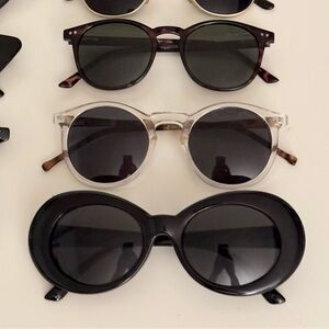 3 round sunglasses bundle sunnies nwot black tortoise shell translucent classic
